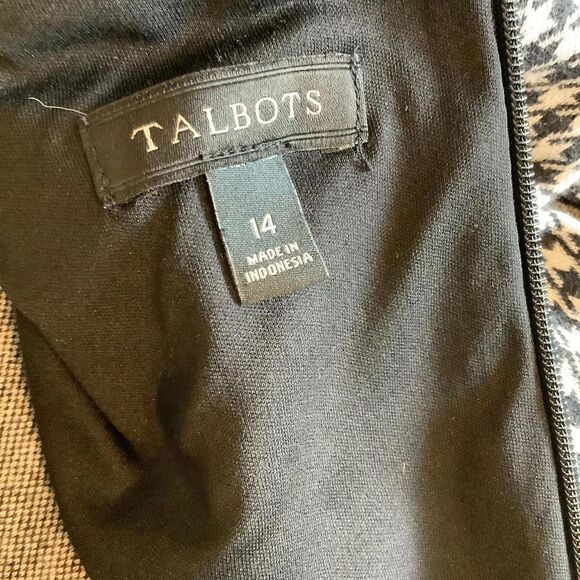 Talbot's Black and White Houndstooth Sleeveless Dress with Bow Detail - Picture 5 of 6